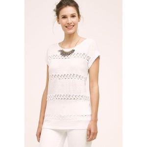 Akemi kin white lace eyelet cuff sleeve tee xl